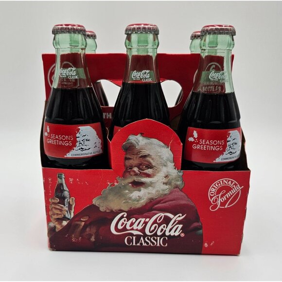 VTG Unopened 1991 Coca-Cola Classic Commemorative Holiday 6-Pack Glass Bottles - Picture 1 of 8